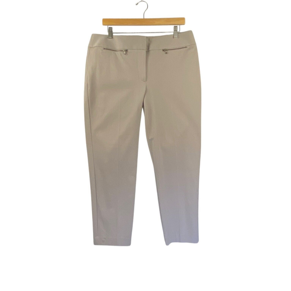 LOFT Pants Womens 12 Beige Julie Cropped Ankle Pockets Stretch NEW